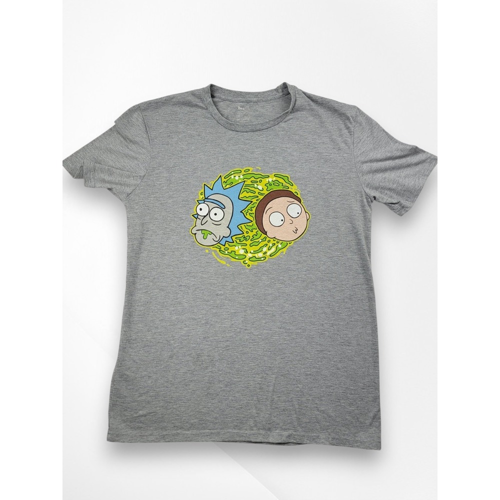 Rick and Morty Adult Swim Portal Heads Graphic T-Shirt Men's Medium Gray